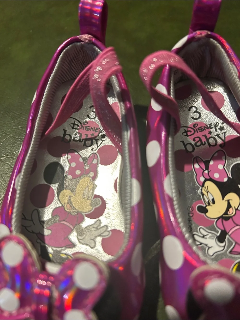 Disney Baby Minnie Mouse Shiny Pink Polka Dot Slip-On Shoes